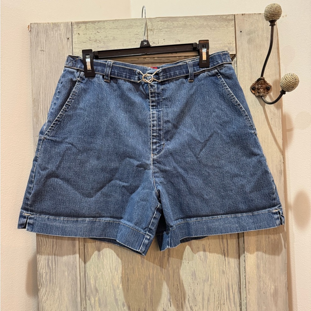 Vintage 90s Gloria Vanderbilt High Rise Denim Cargo Shorts Sz 14 Waist 32 Y2K